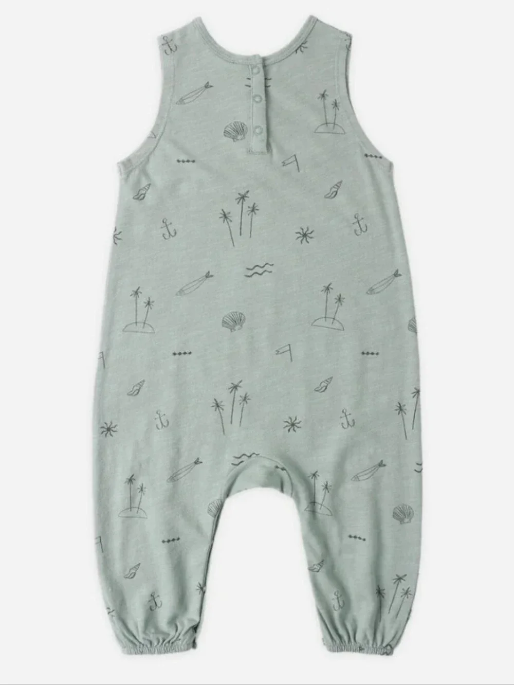 Rylee + Cru Mint Sage Sleeveless Printed Romper